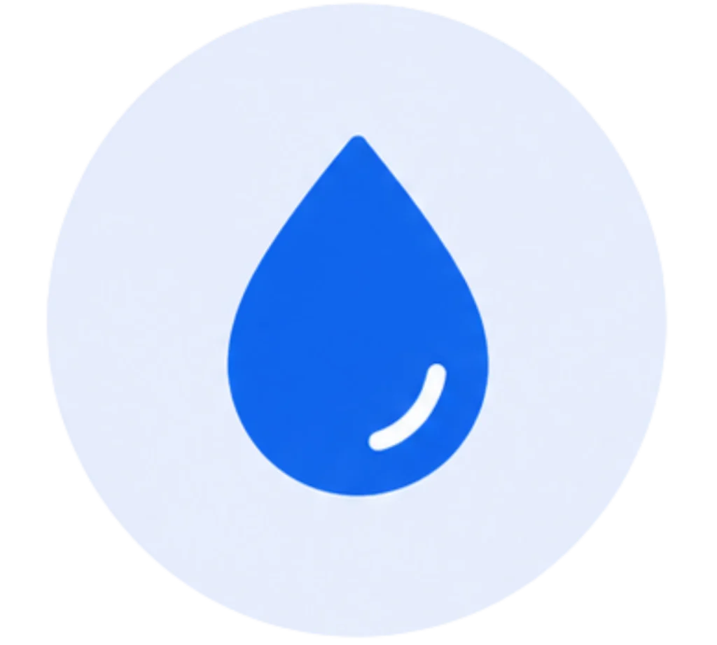 Vanddråbe symbol, repræsenterer vandforsyning eller vandrelaterede tjenester.